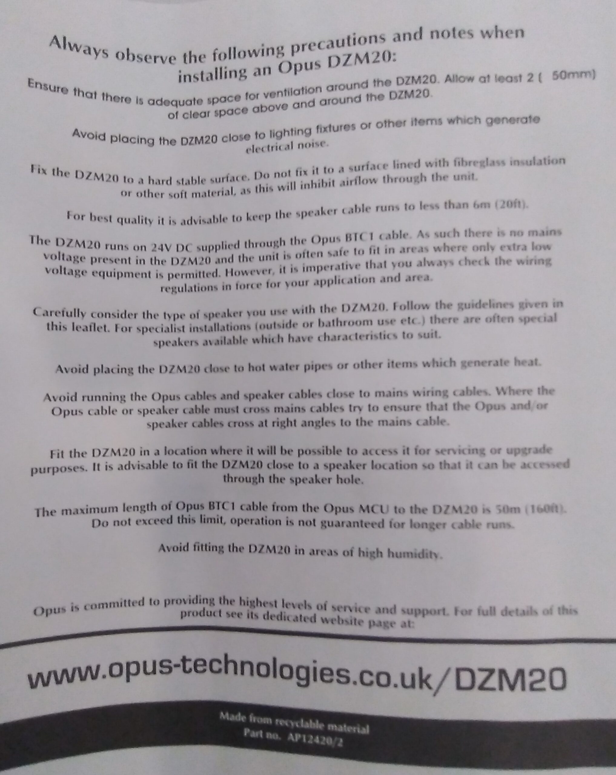 Opus DZM20 Digital Zone Amplifier - Image 6