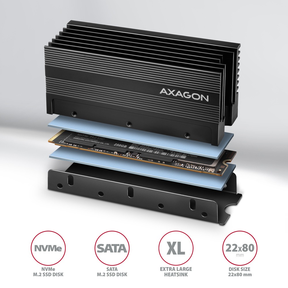 AXAGON CLR-M2XL hűtőborda M.2 SSD hez