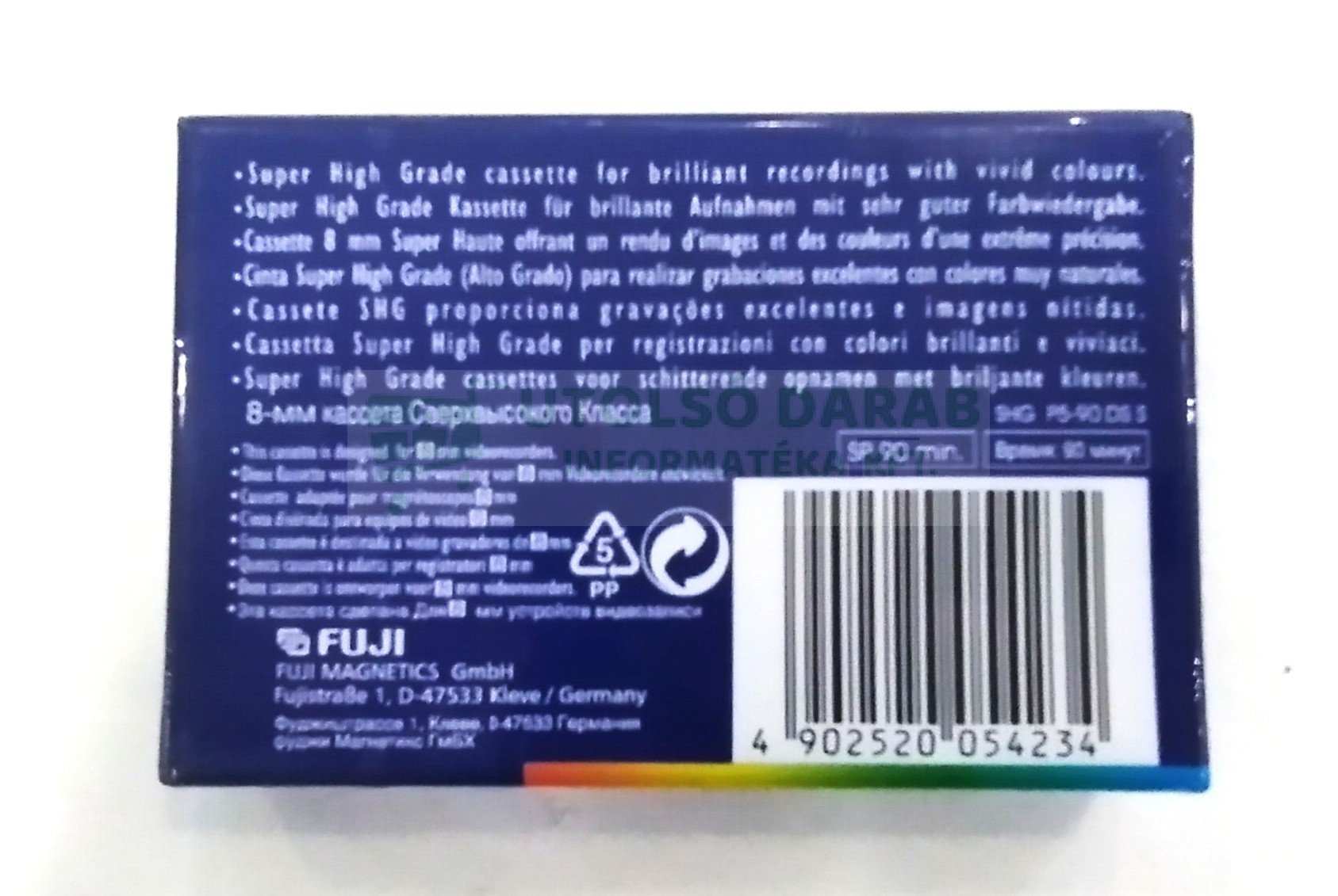 FUJI 8SHG Video Kazetta PS90 PAL/SECAM